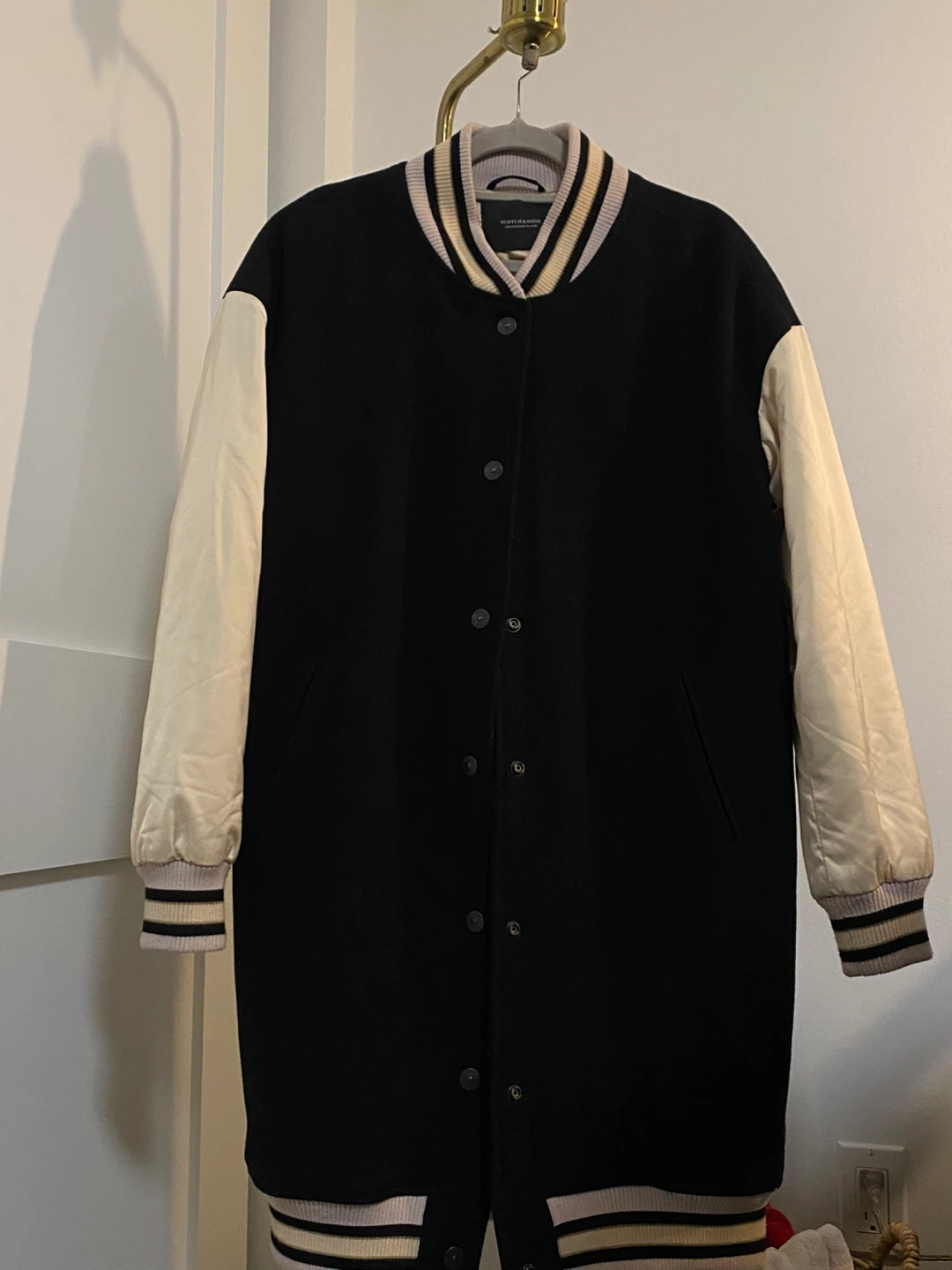 Scotch & Soda Black Wool Blend Varsity Jacket