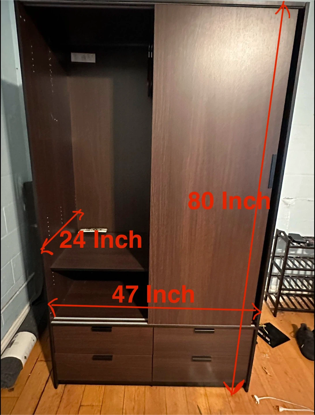 Wardrobe with four drawers, Execellent Condition
