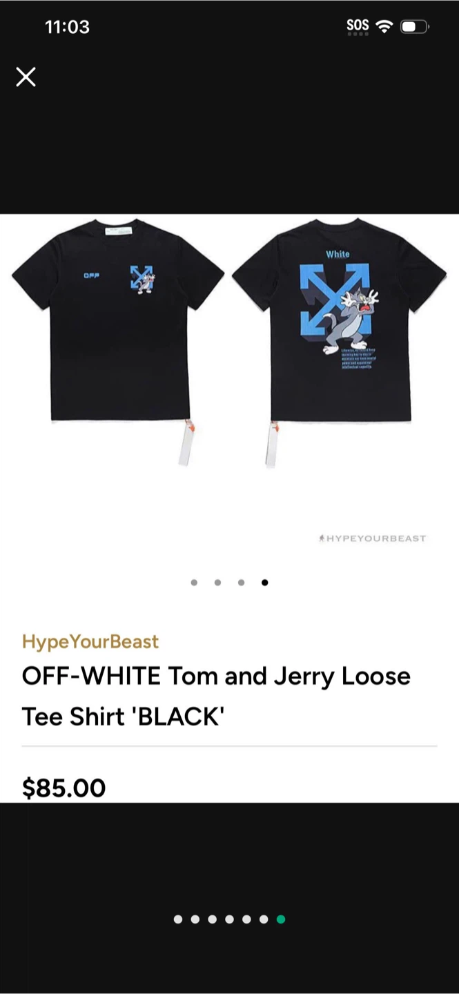 OFF-WHITE Tom and Jerry Loose Tee - Black - photo 3