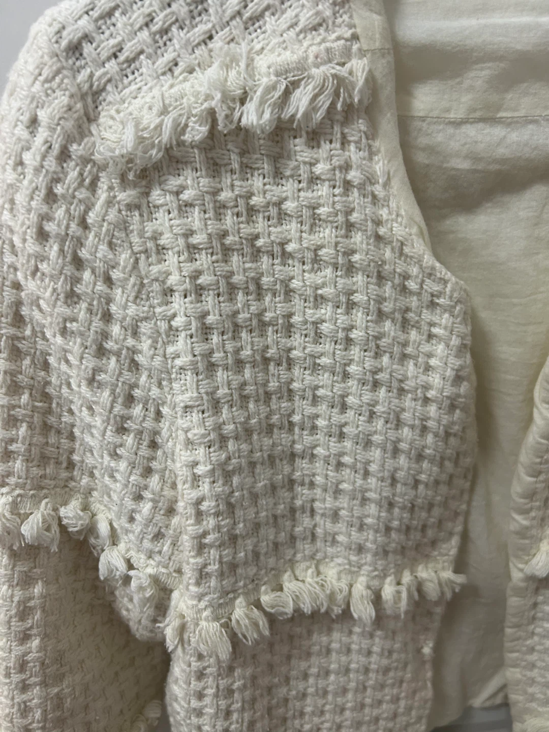 Mango Casual White Tweed Jacket - Size S - photo 2