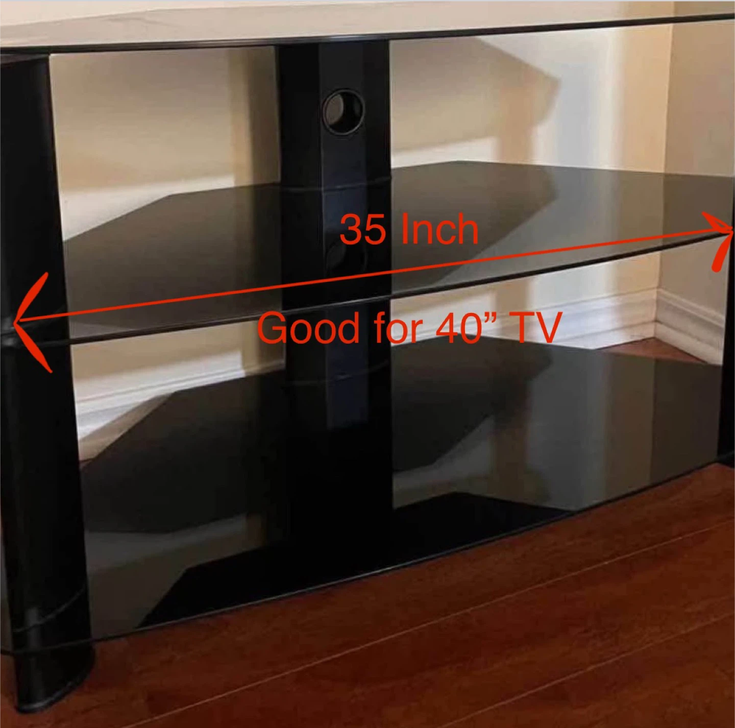 Black Glass TV Stand - 35 Inch