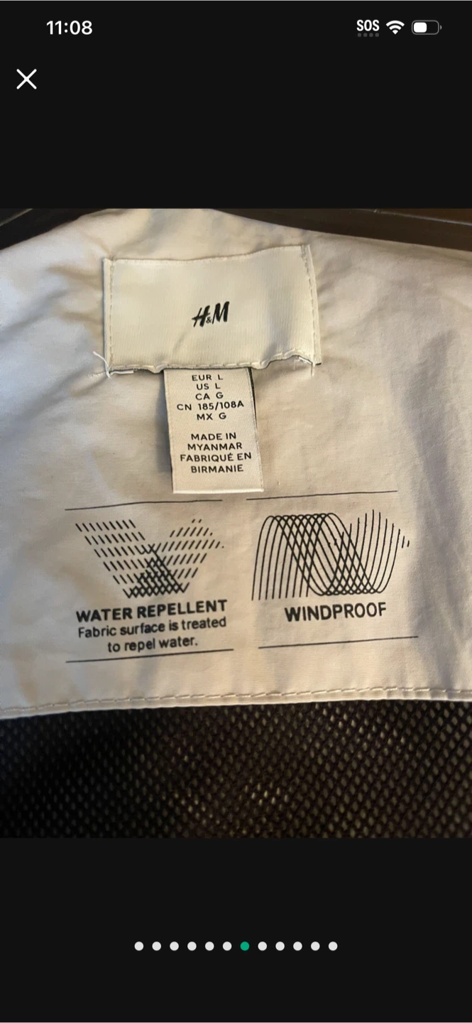 H&M White Windproof Water Repellent Jacket - Size L - photo 4