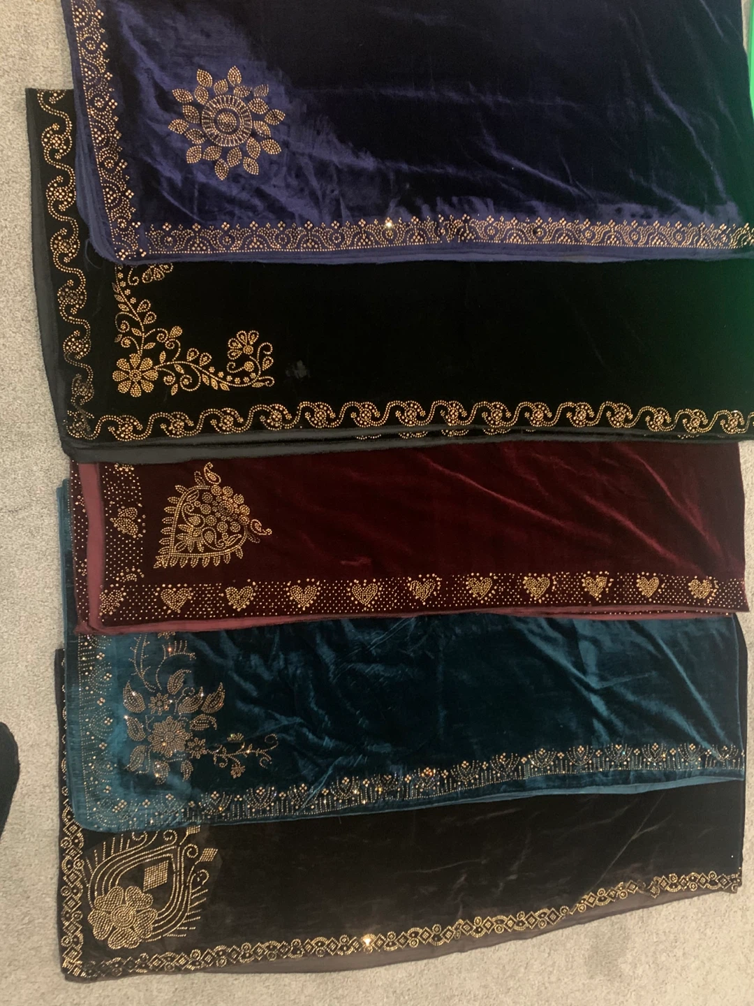 Embroidered Velvet Shawls with stone work
