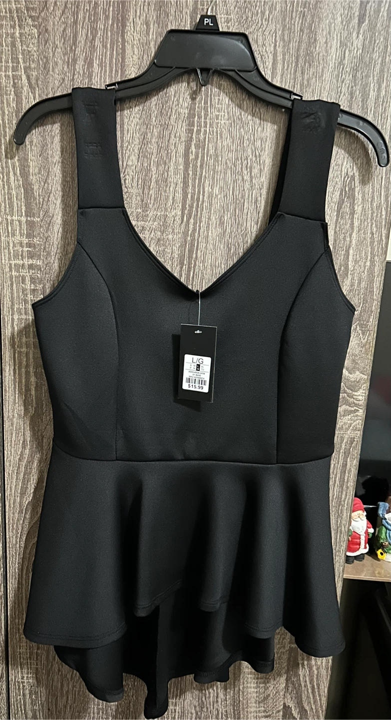 Streetwear Society Black Peplum Tank - Size L
