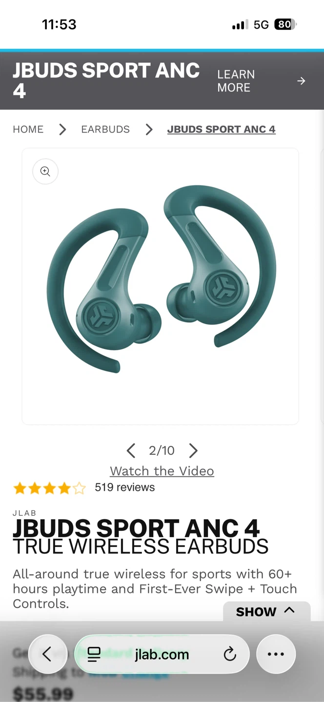 JLab Go sport earbuds Teal