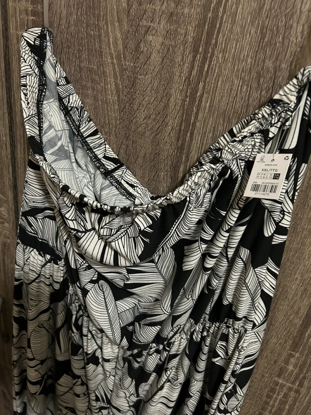 XXL Black & White Leaf Print Jumpsuit - photo 2
