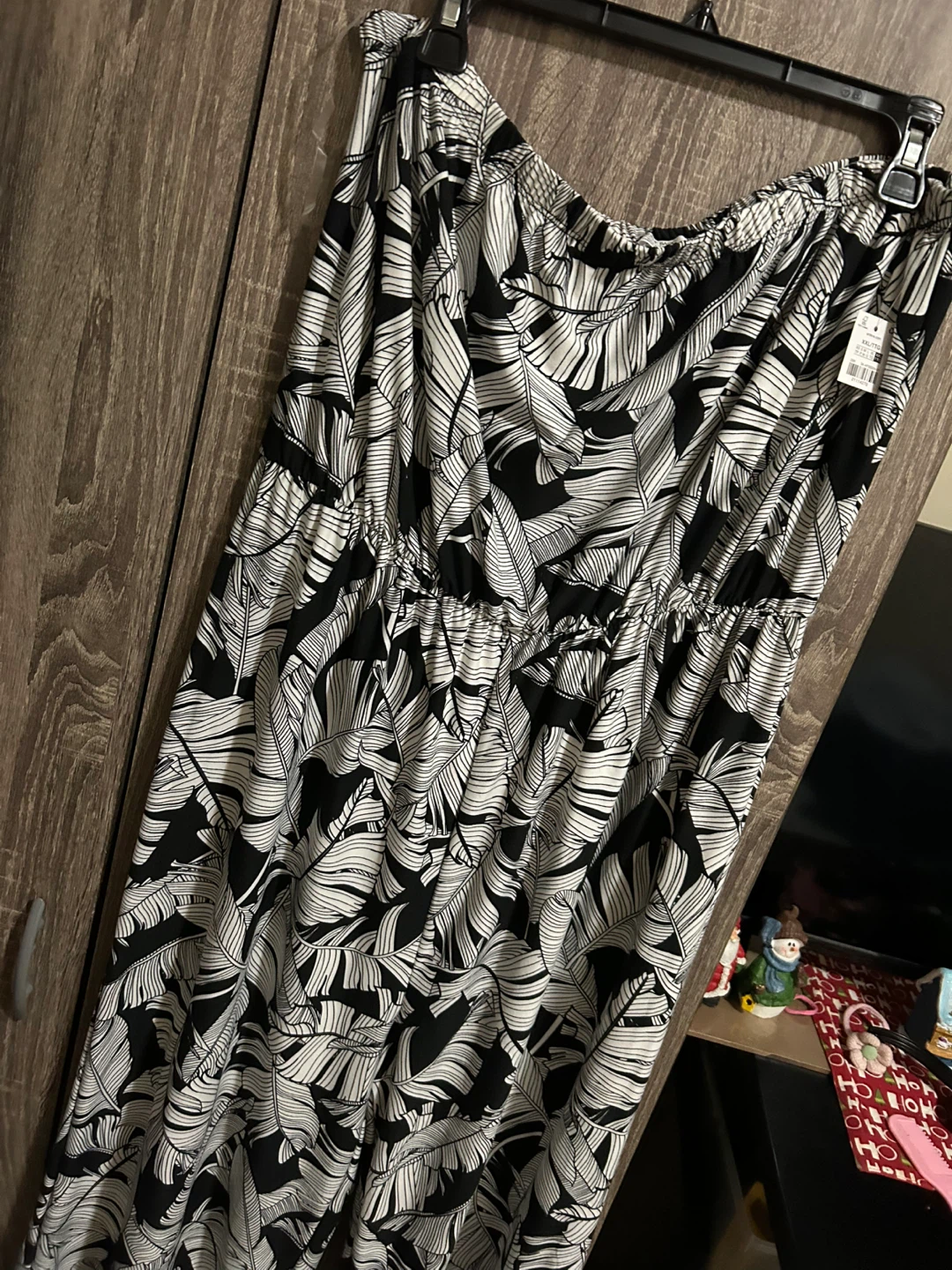 XXL Black & White Leaf Print Jumpsuit - photo 4