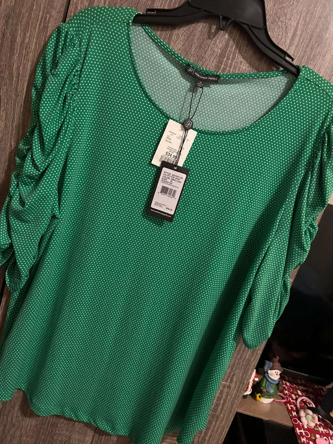 Adrianna Papell Green Polka Dot Top - New with Tags! - photo 2