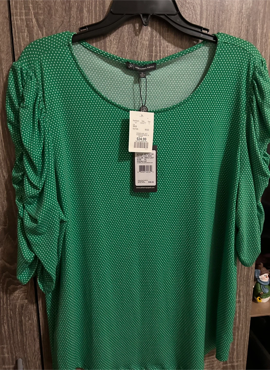 Adrianna Papell Green Polka Dot Top - New with Tags! - photo 3