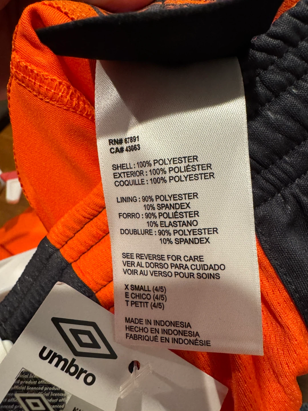 Umbro Boys' XS Shorts - Gray & Orange - photo 3