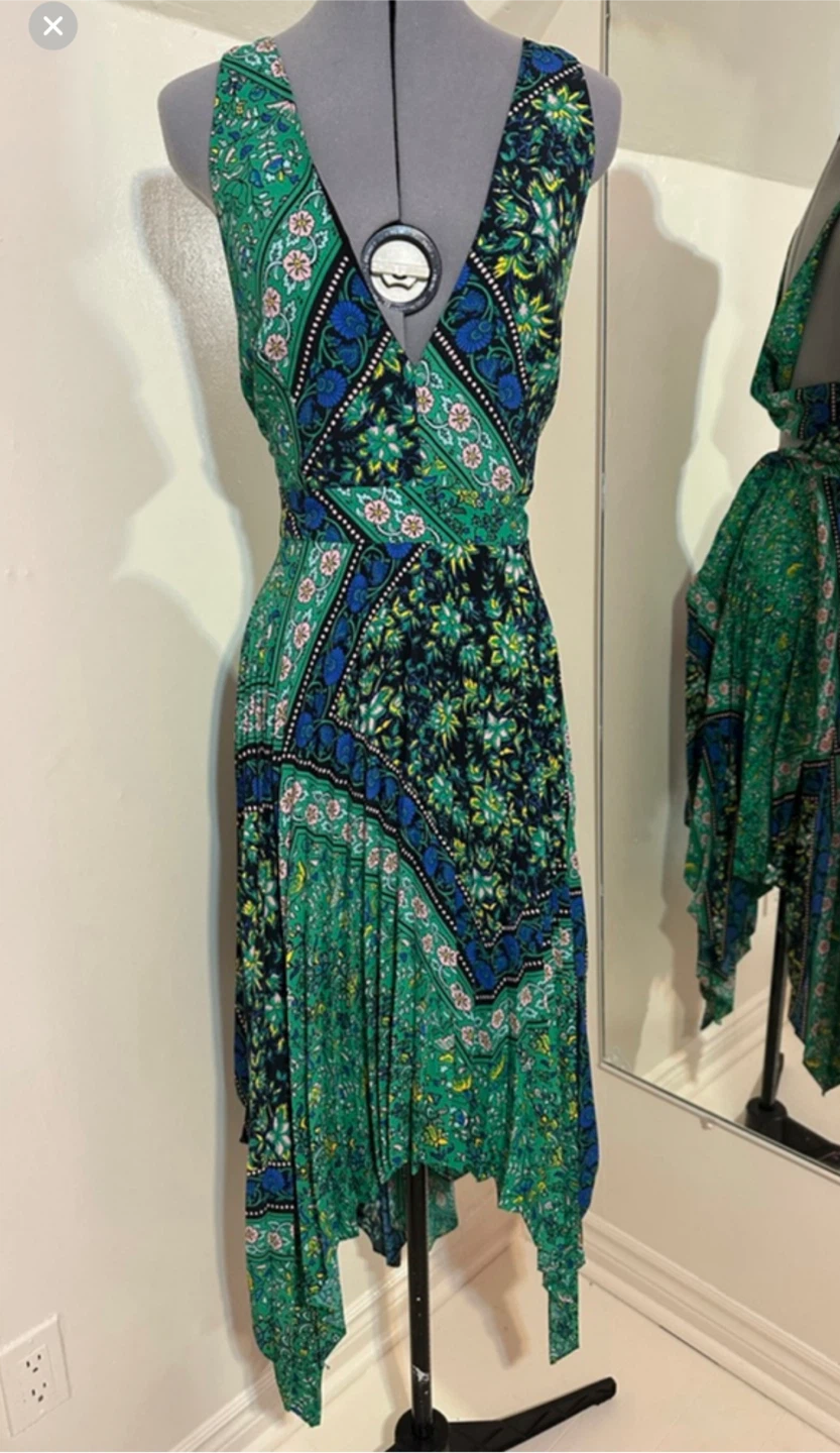 Topshop Green Floral Dress - Size US 10