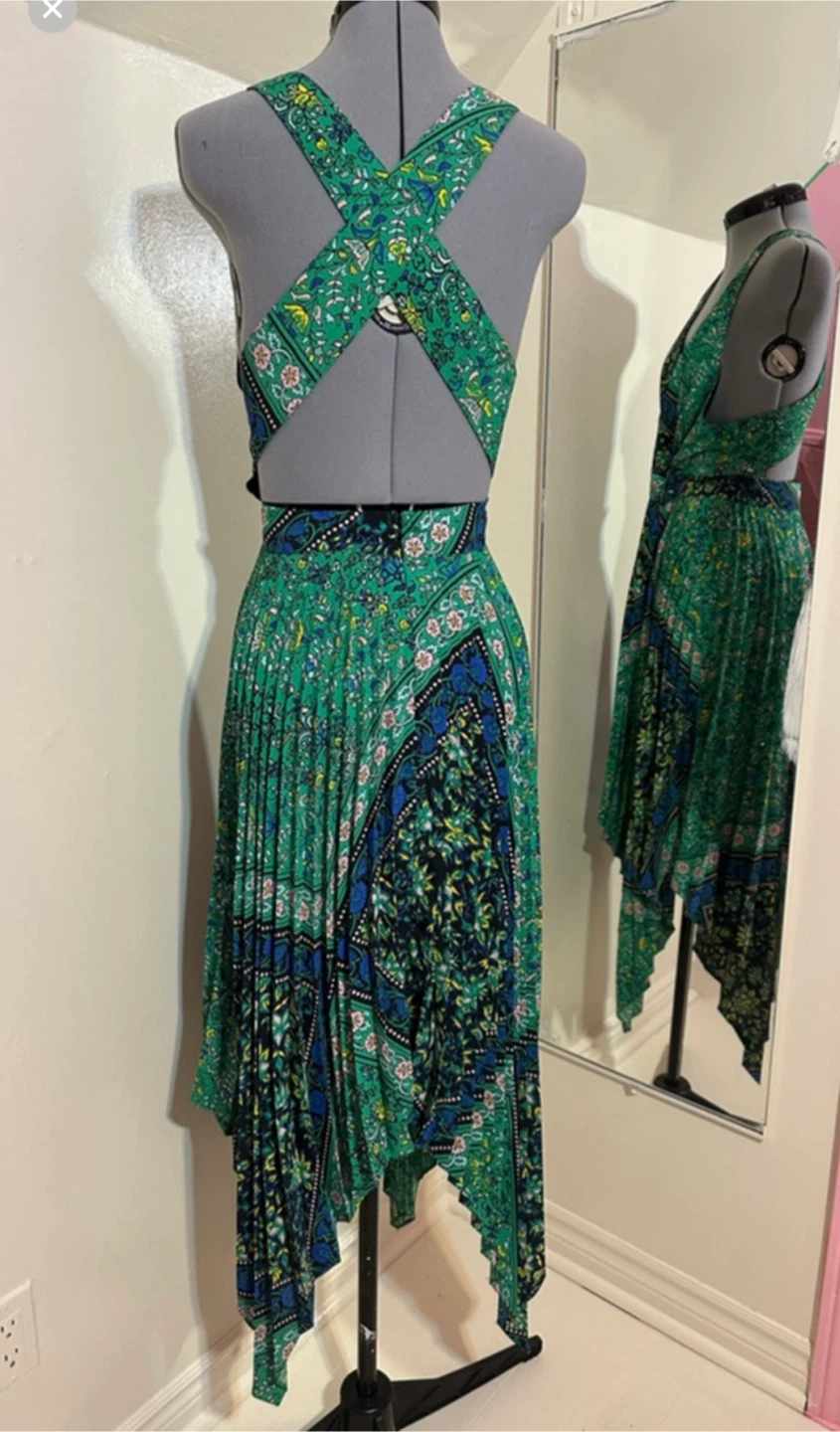 Topshop Green Floral Dress - Size US 10 - photo 2