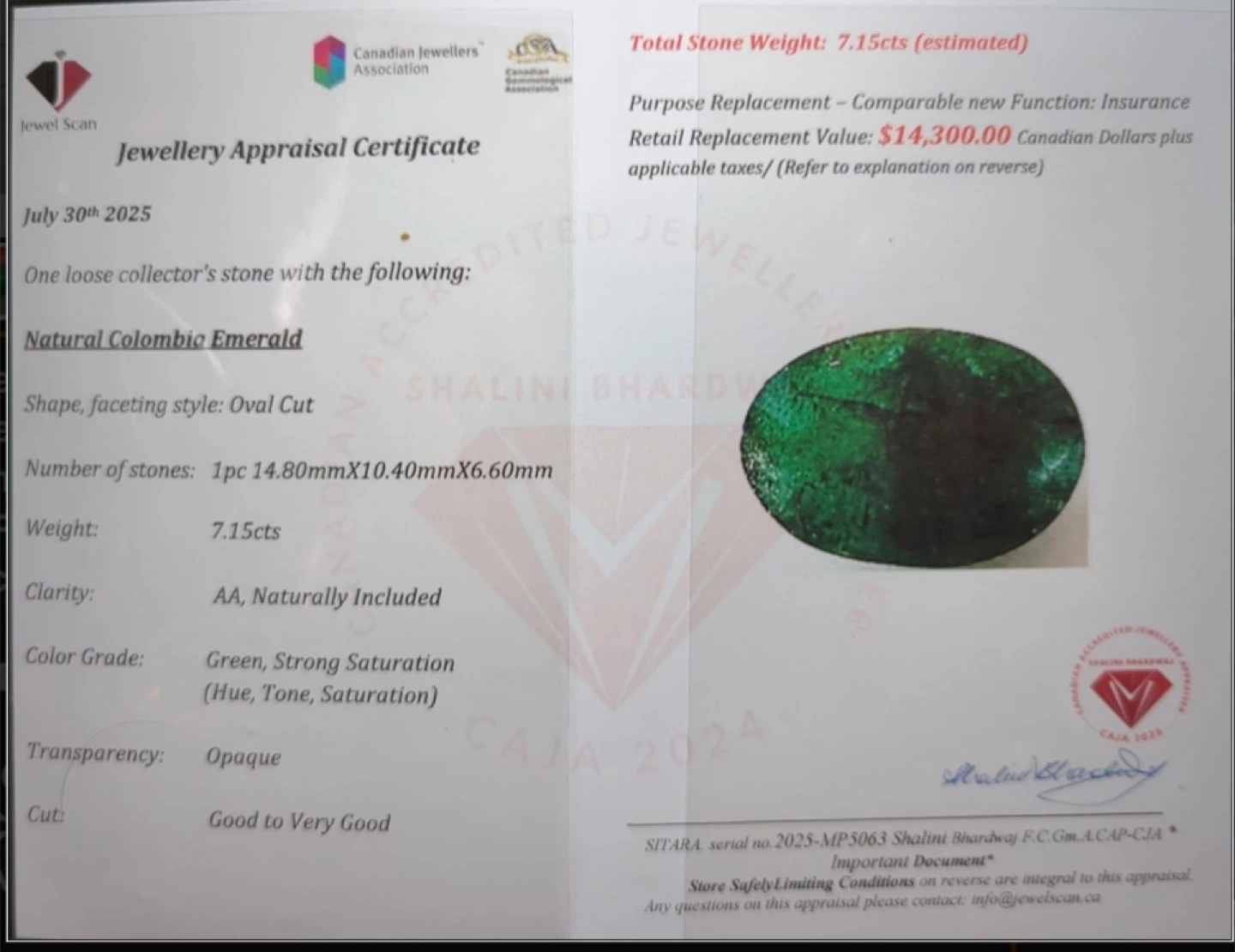 Natural Colombia Emerald 7.15cts - photo 3