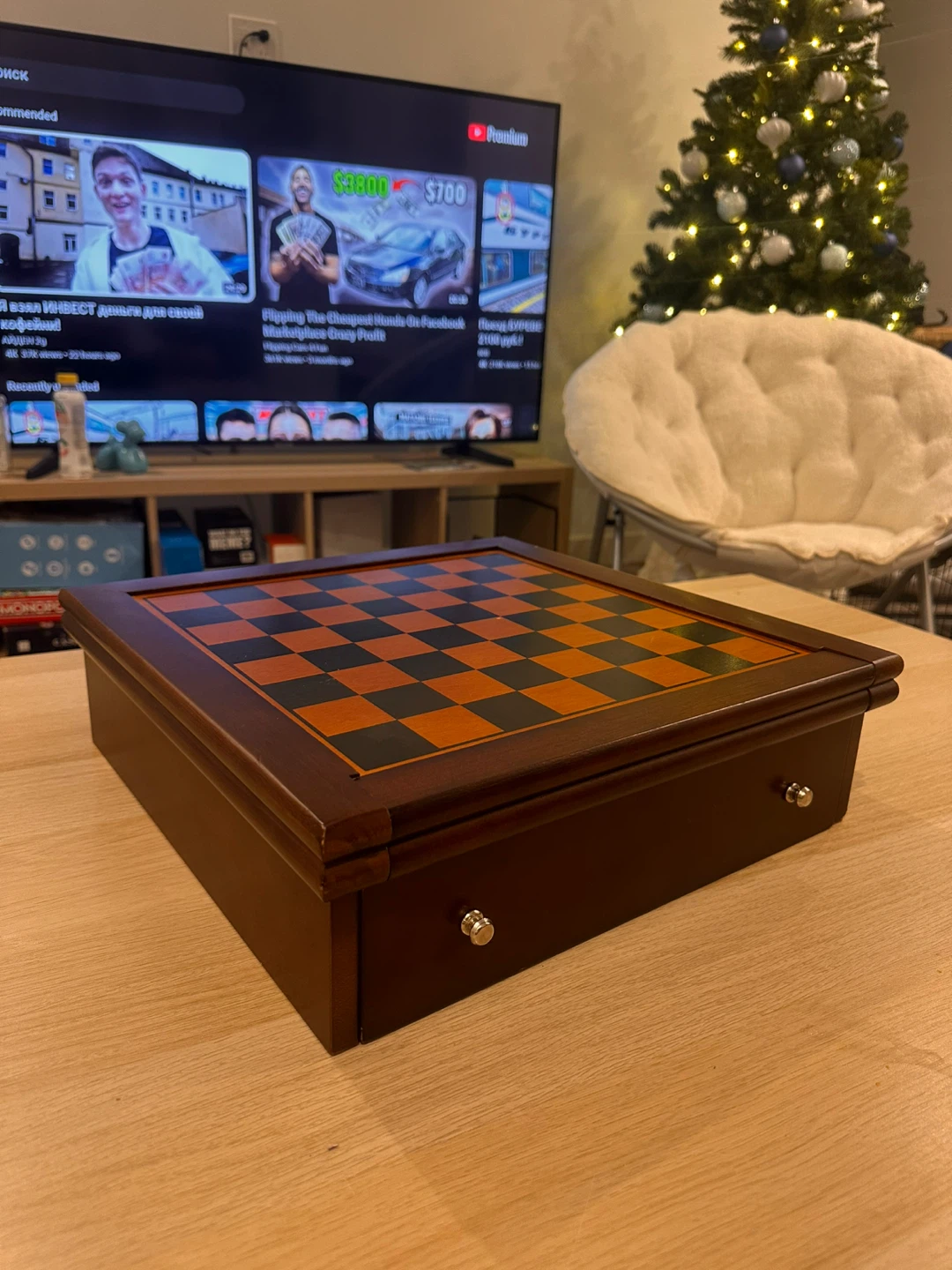 Wooden Chess and Games Set