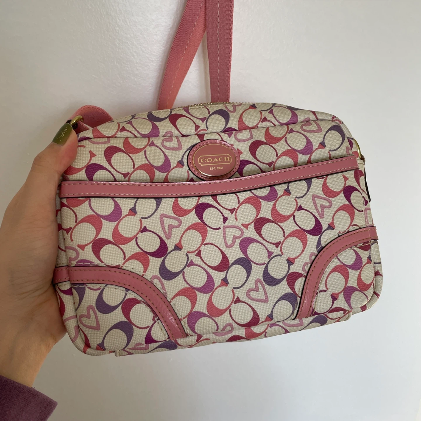 Coach Signature Waverly Chelsea hearts print crossbody bag