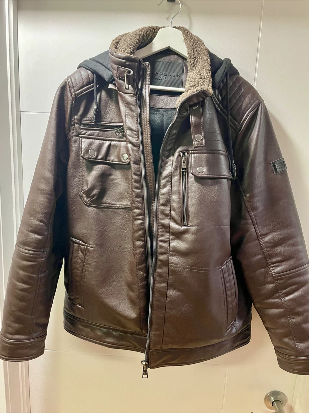 Projek Raw Brown hooded Leather Jacket (L) - photo 2