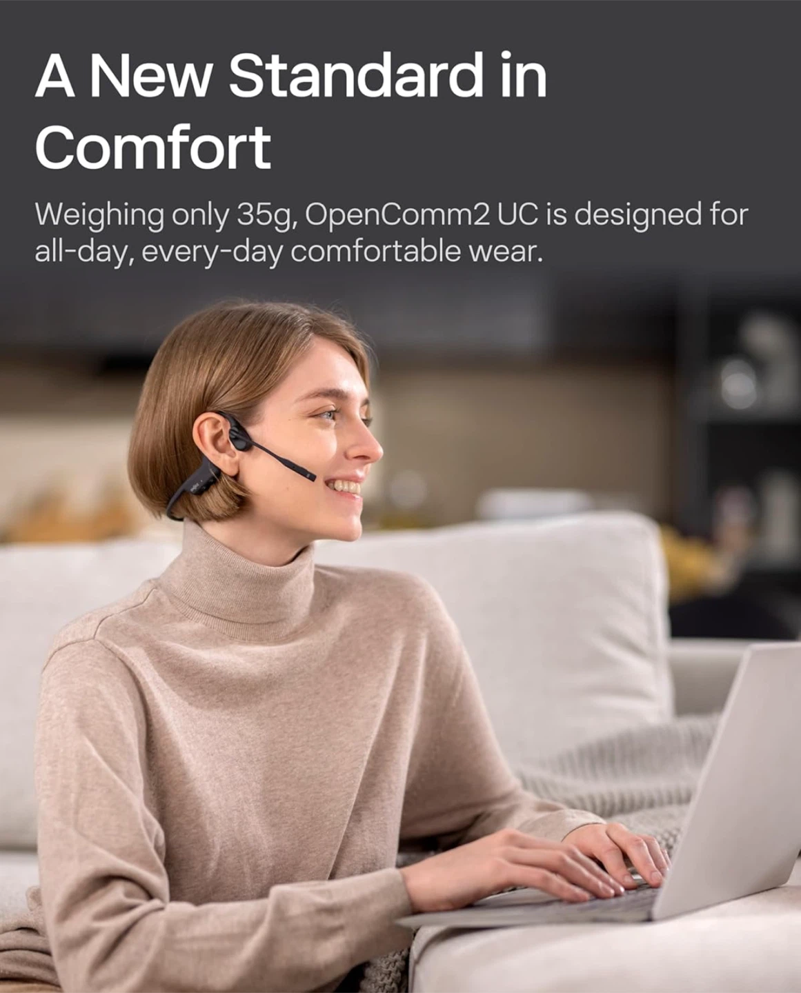 Shokz OpenComm2 UC Wireless Headset - USB-C - Black - photo 4