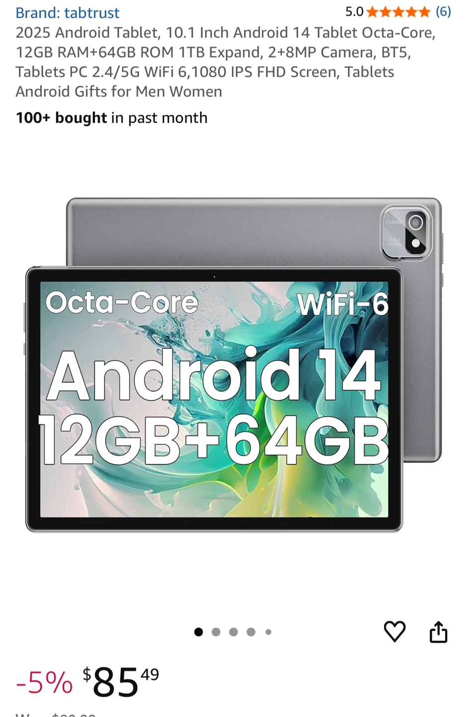 Tabtrust 2025 Android 14 Tablet - 10.1 Inch