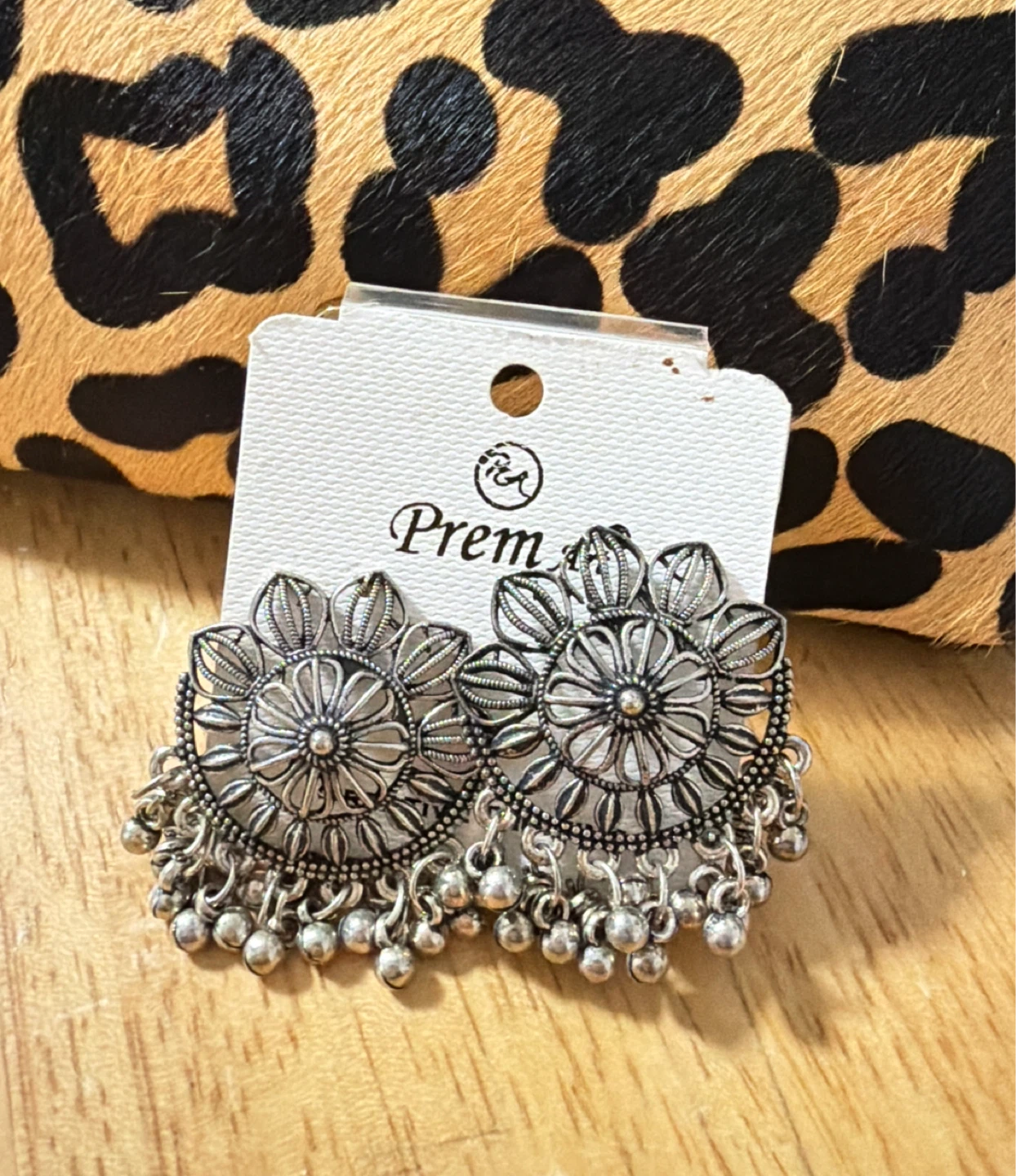 Prem black metal Flower Dangle Earrings