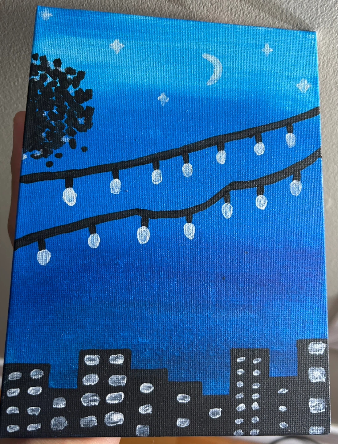 Hand-Painted Night Cityscape Canvas - photo 2