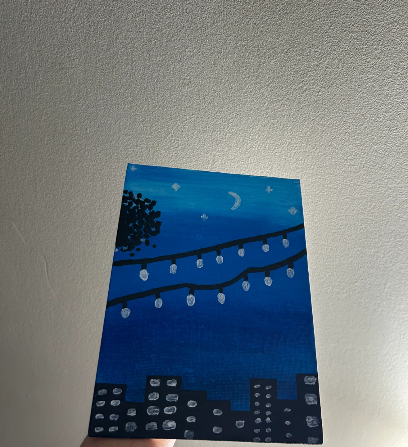 Hand-Painted Night Cityscape Canvas - photo 4