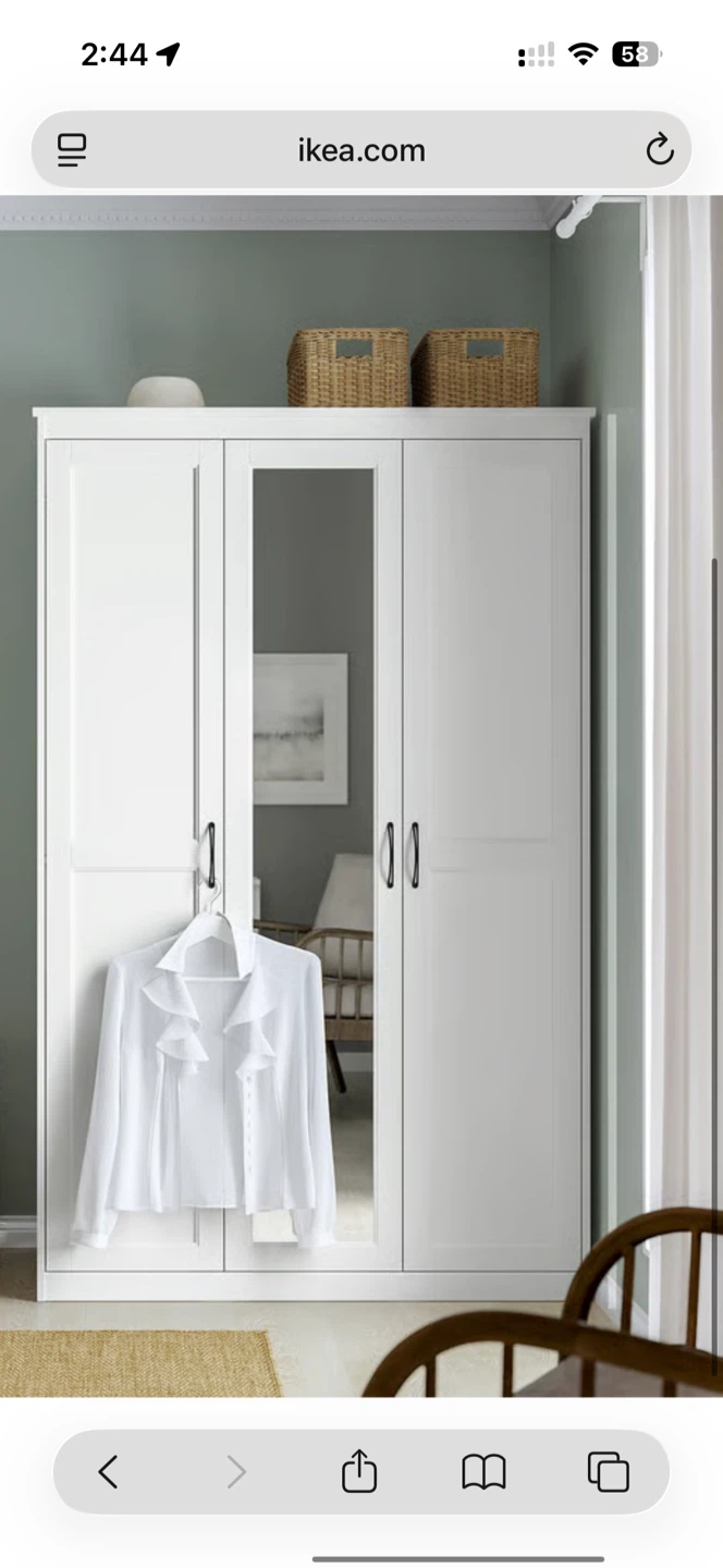 IKEA Songesand White Wardrobe with Mirror Door - photo 2