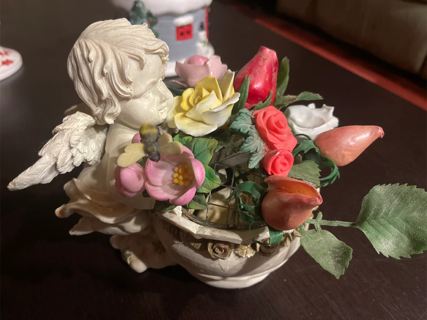 Angel with Flower Arrangement Figurine