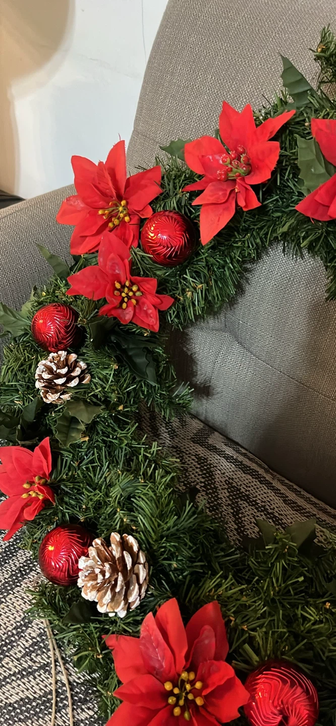 Christmas Wreath with Red Poinsettias - photo 3