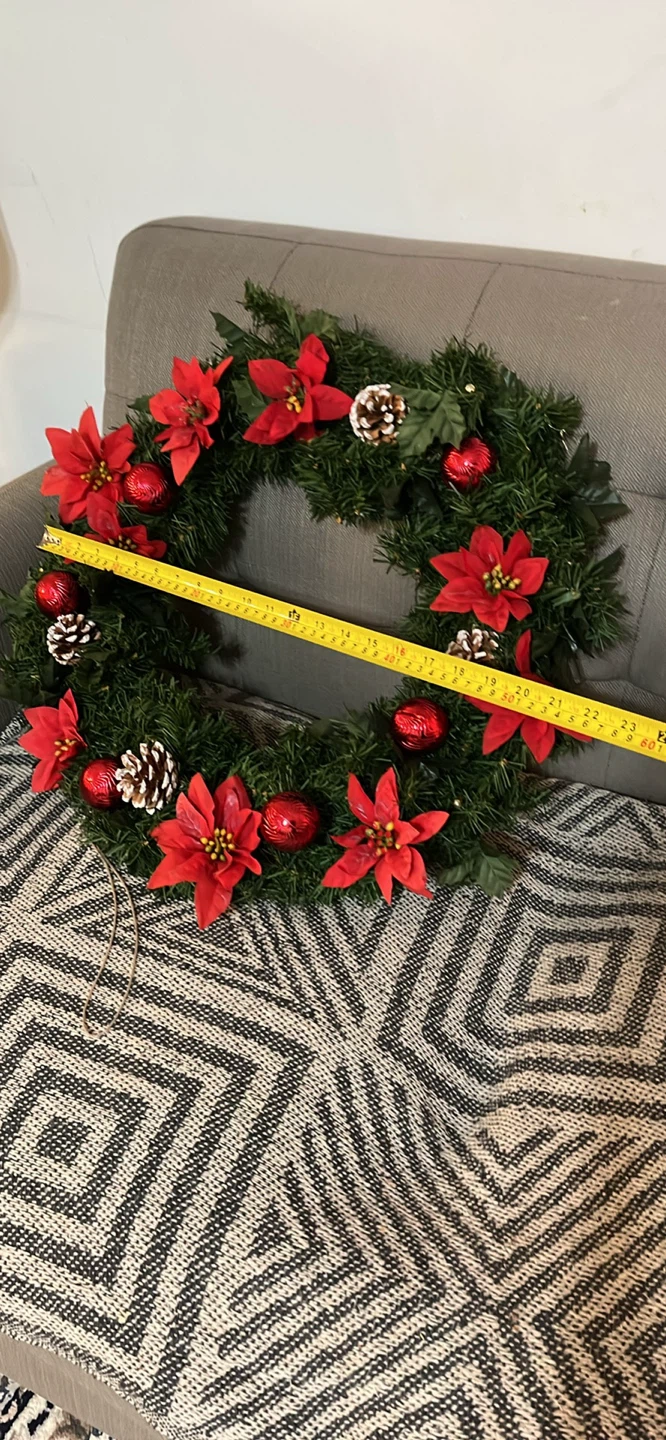 Christmas Wreath with Red Poinsettias - photo 2