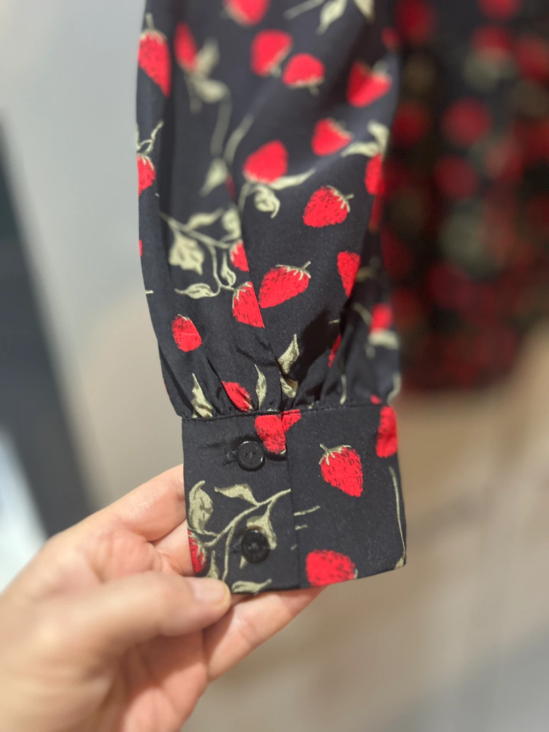 Strawberry Print Blouse - Black and Red - photo 2