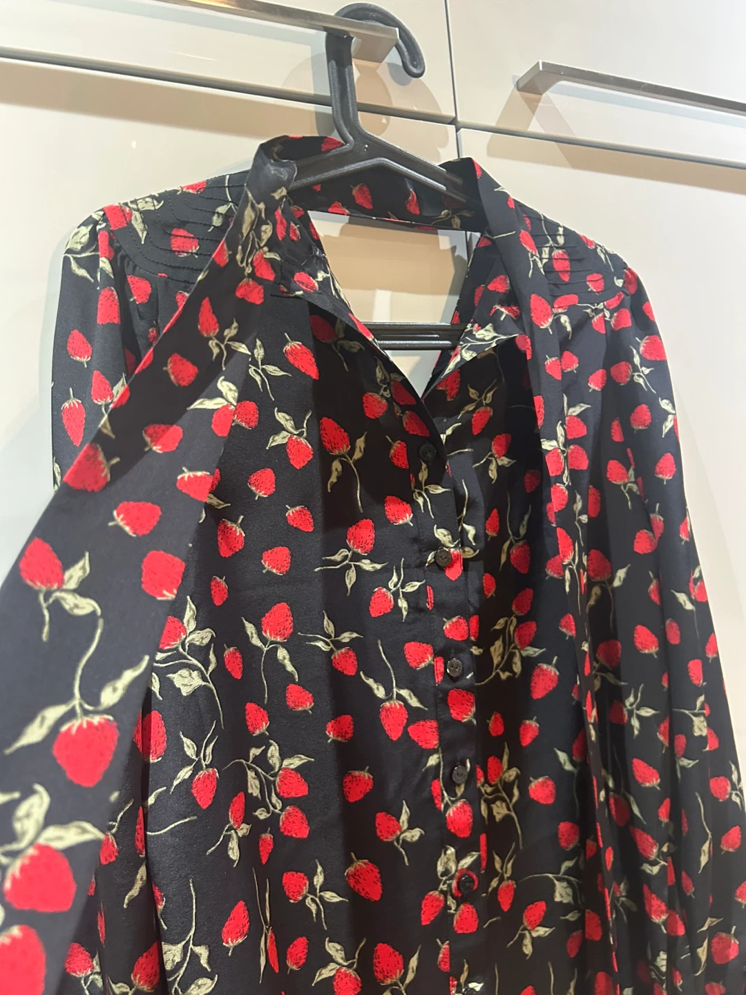 Strawberry Print Blouse - Black and Red - photo 4