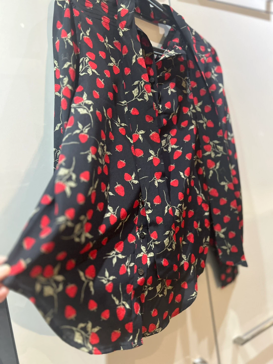Strawberry Print Blouse - Black and Red - photo 3
