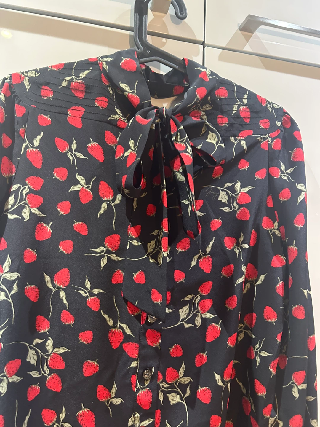 Strawberry Print Blouse - Black and Red - photo 5