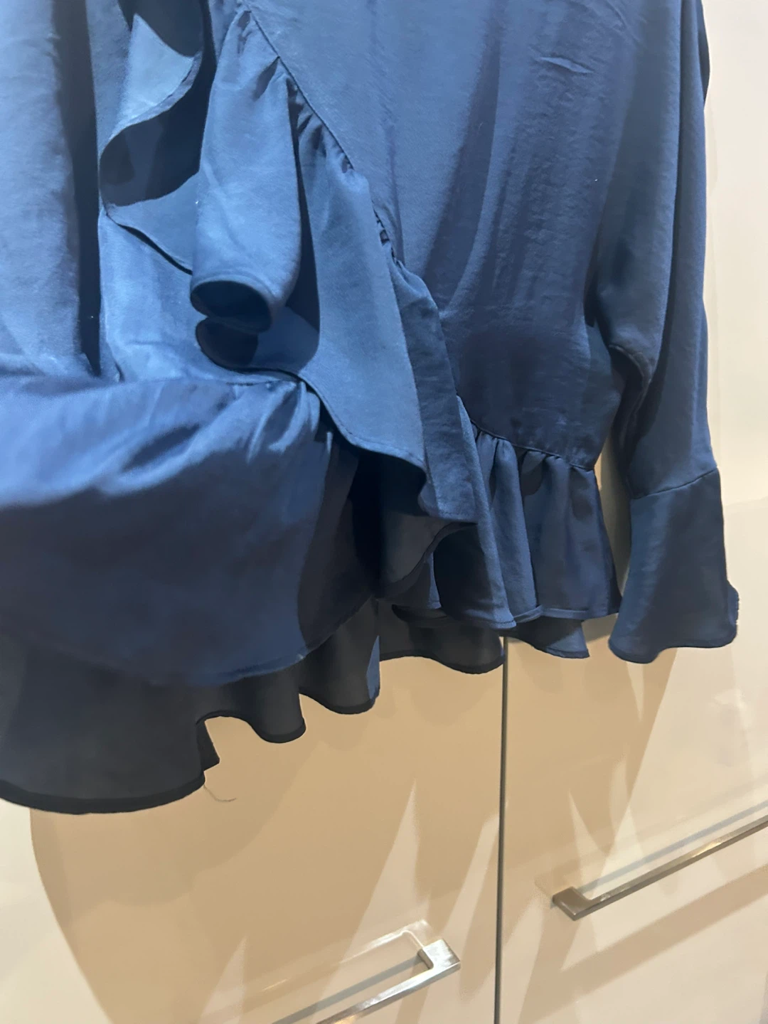 Navy Blue Ruffle Blouse - Size M - photo 3