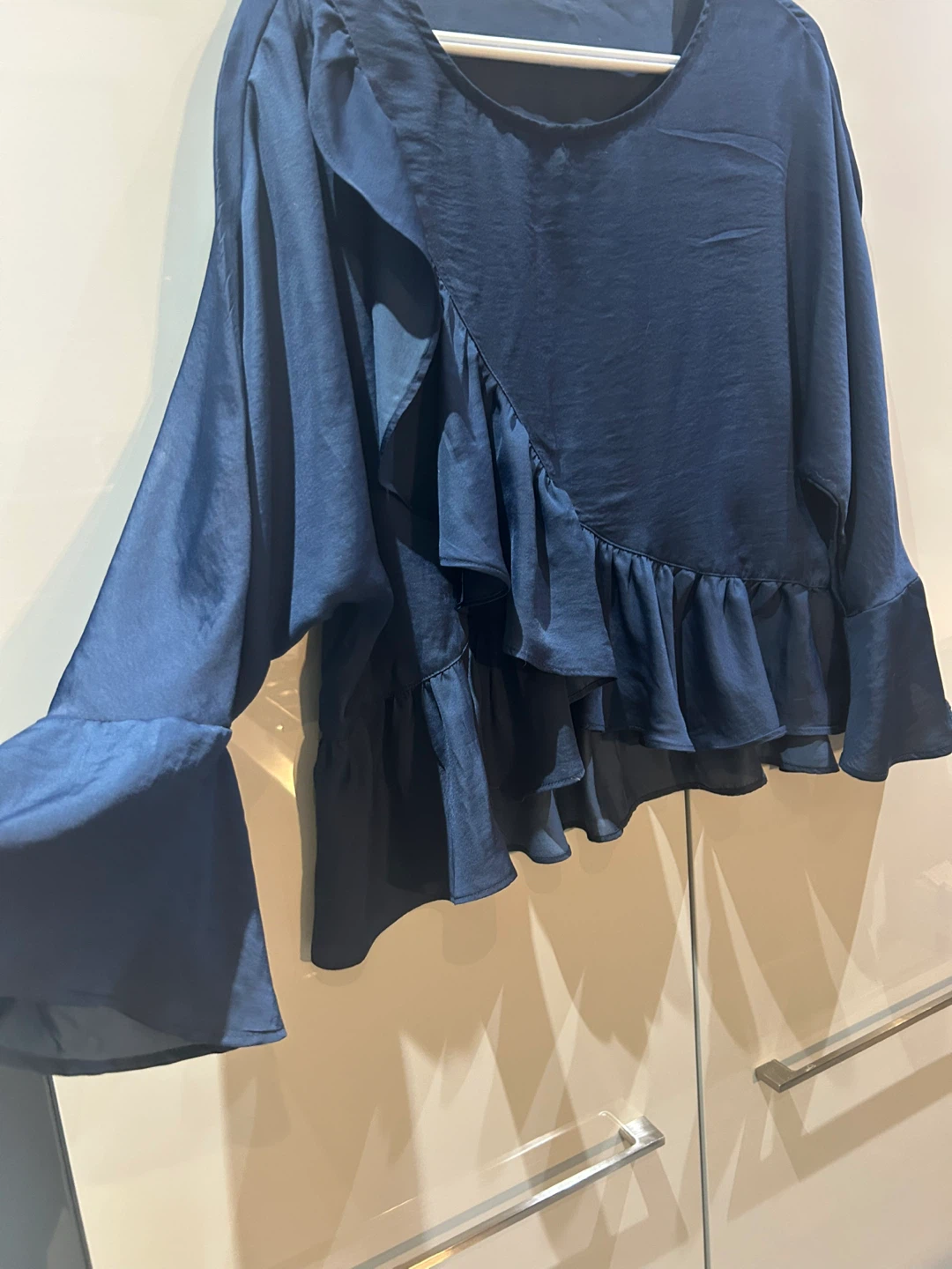 Navy Blue Ruffle Blouse - Size M - photo 2