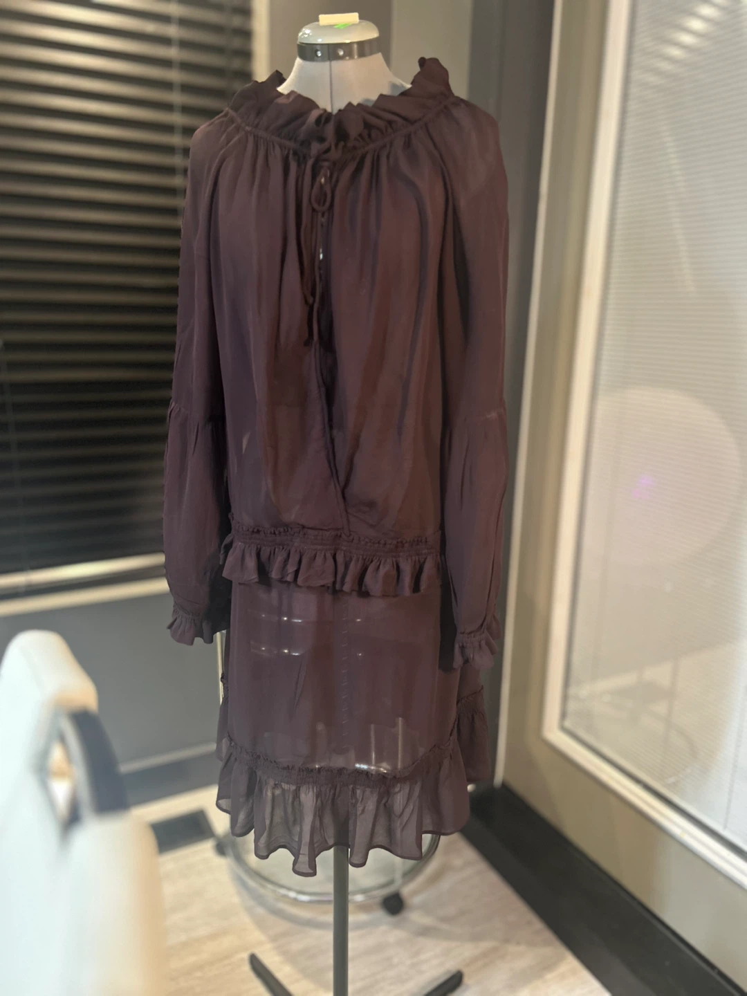 MUNTHE Sheer Purple Ruffle Dress