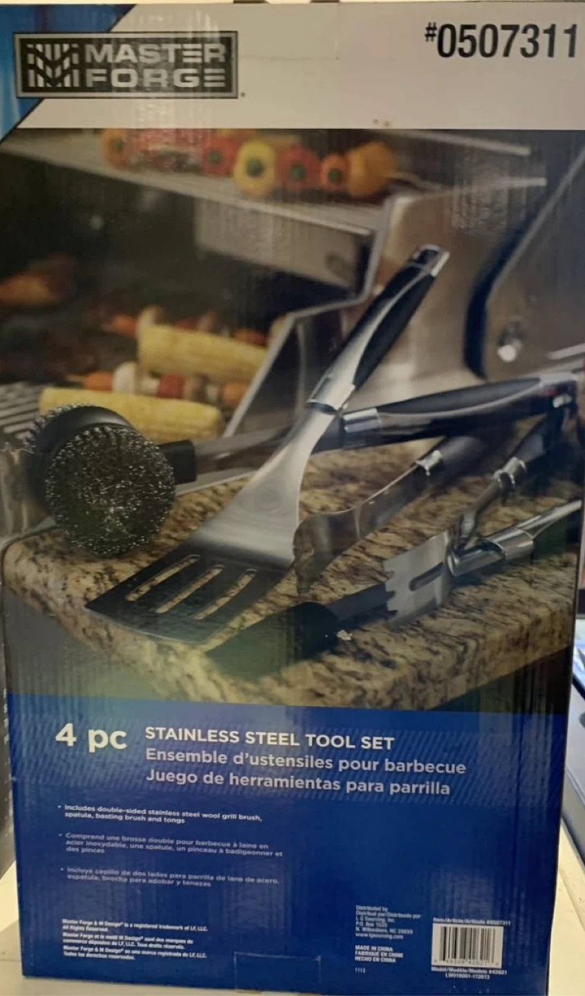 Master Forge 4-pc Stainless Steel BBQ Tool Set - NEW - photo 2
