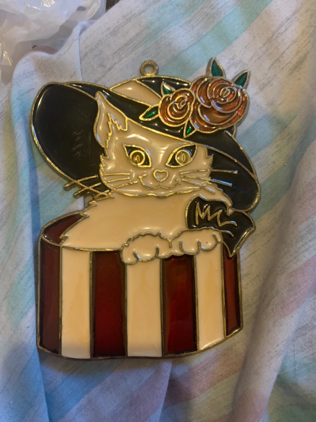 Vintage Cat in Hat Ornament