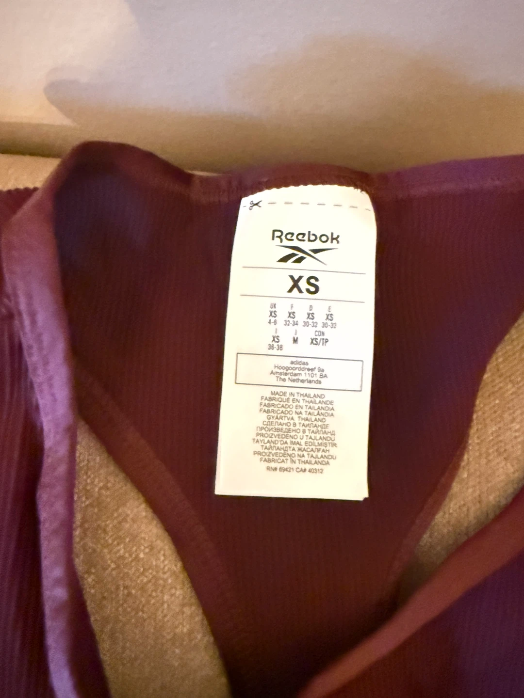 Reebok Tank Top - Size XS - Burgundy - photo 2