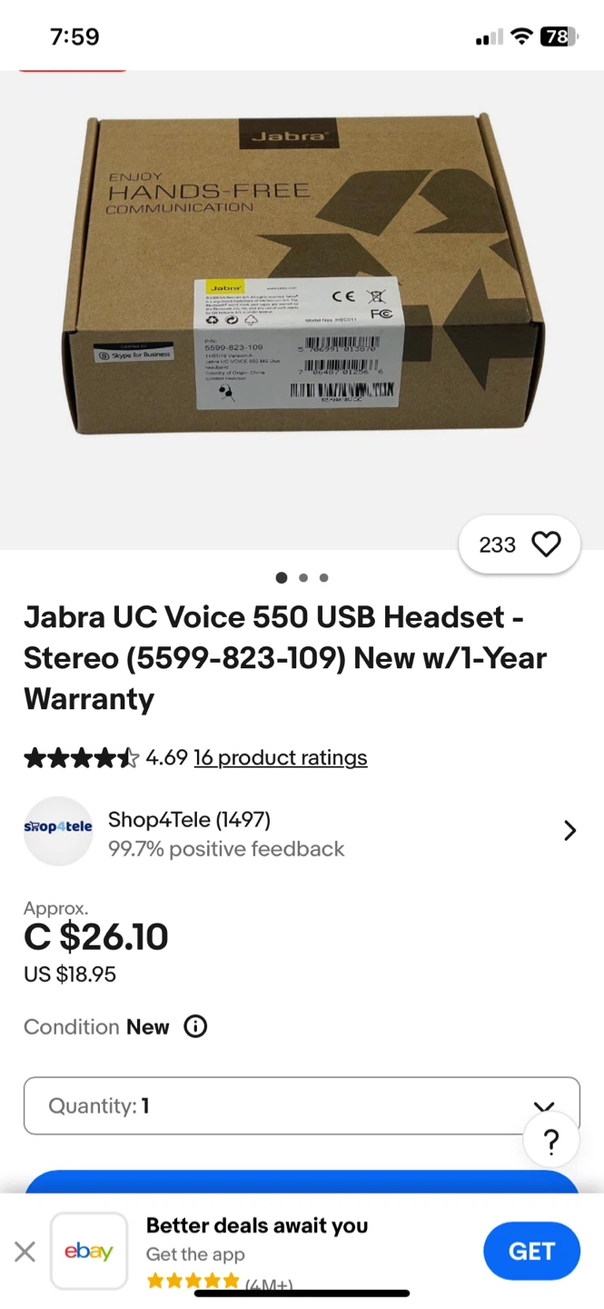 New Jabra UC Voice 550 USB Headset - photo 5