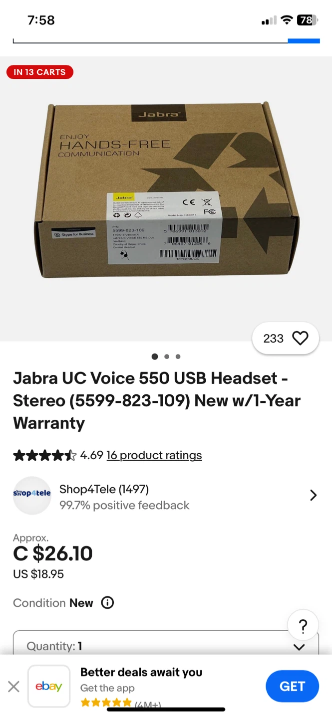New Jabra UC Voice 550 USB Headset - photo 4