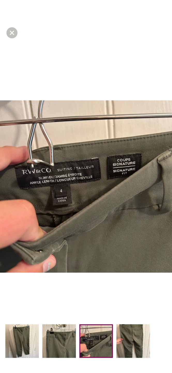 RW&CO Olive Green Ankle Length Pants - Size 4 - photo 3