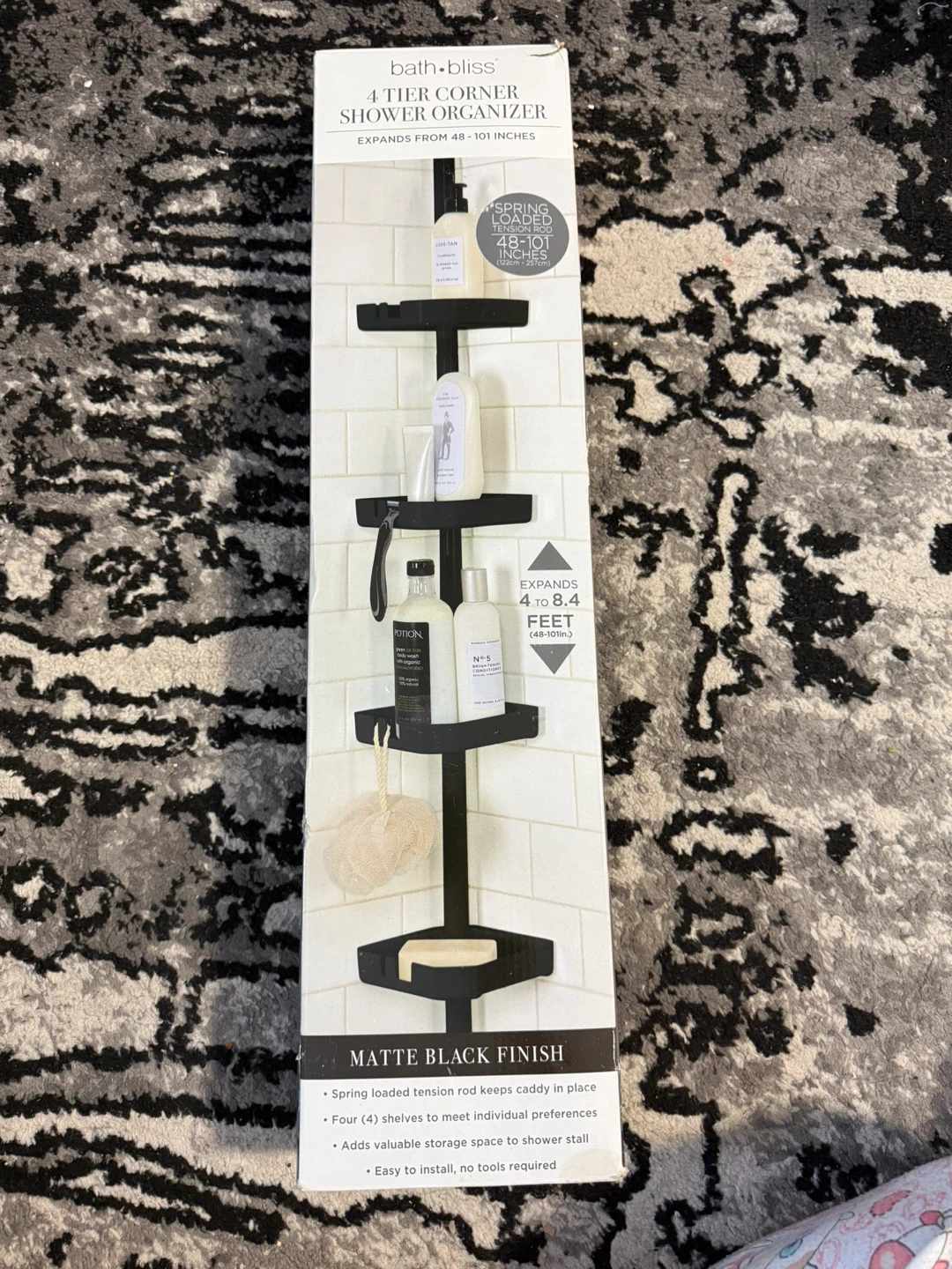 Bath Bliss 4-Tier Corner Shower Organizer - Matte Black