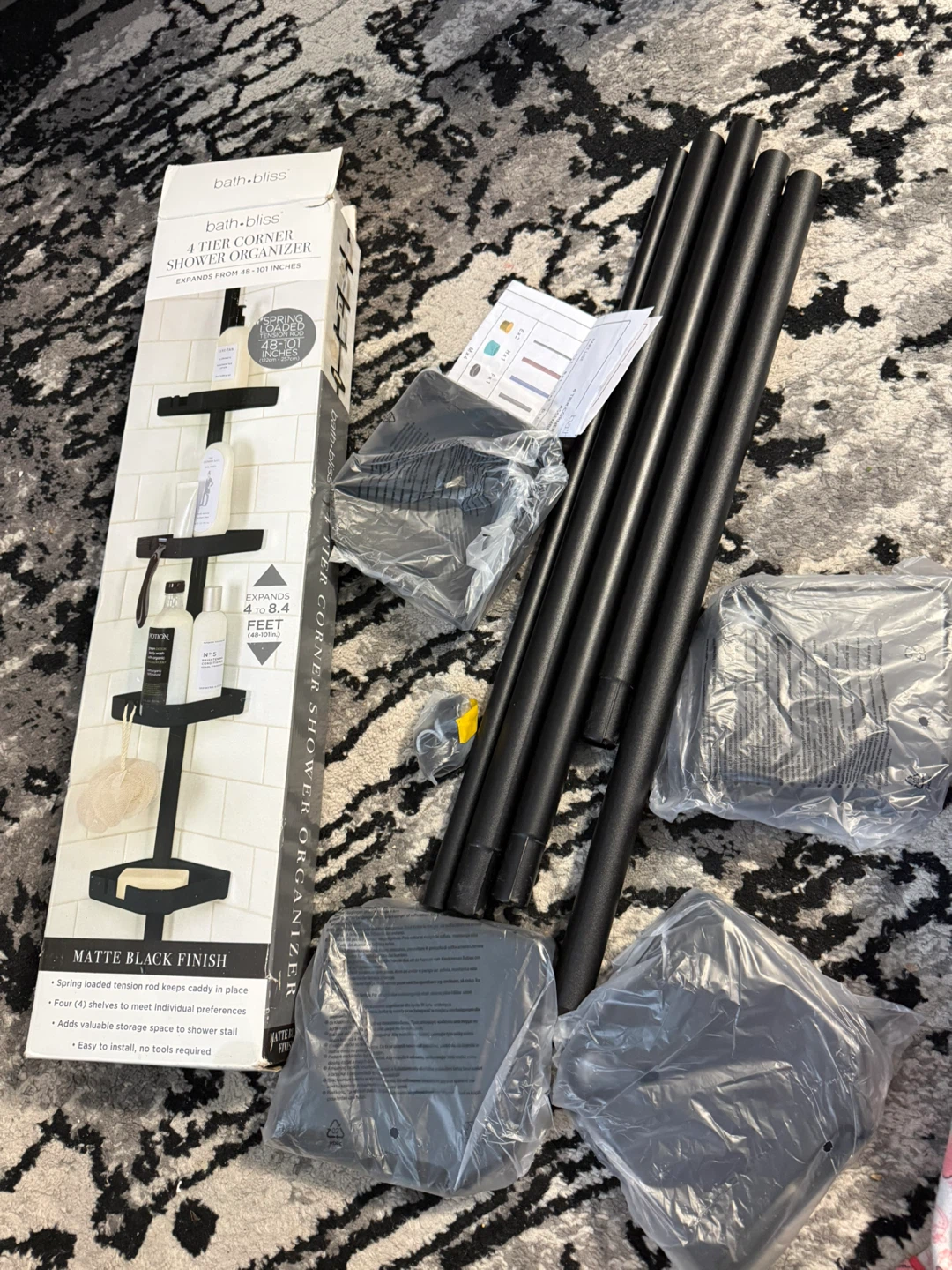 Bath Bliss 4-Tier Corner Shower Organizer - Matte Black - photo 2