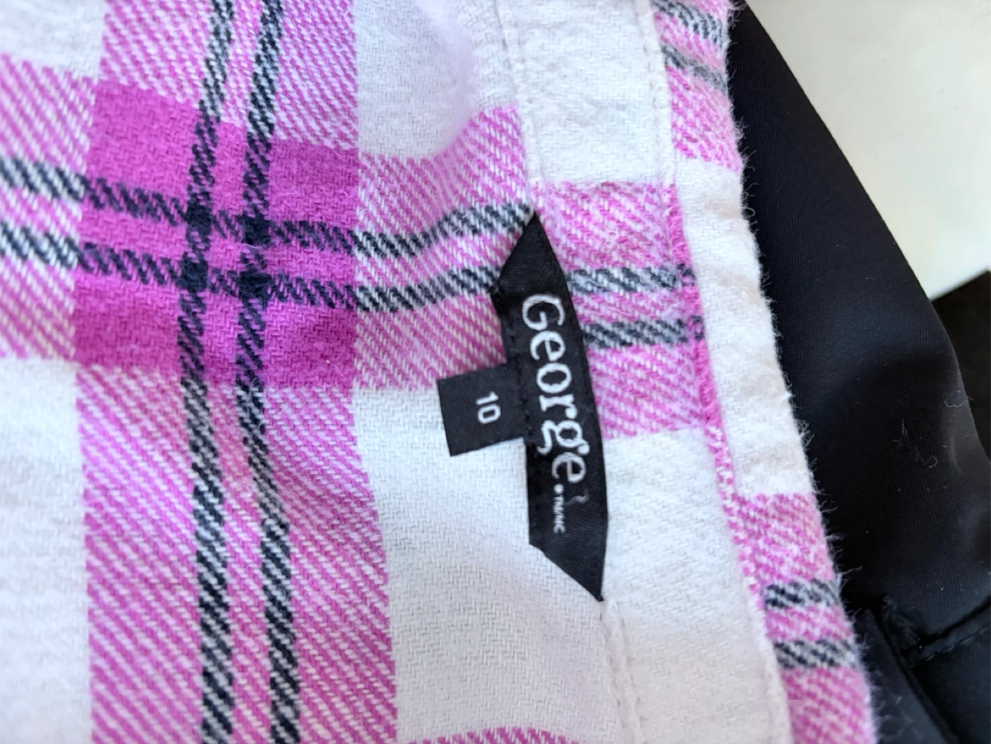 George Pink & White Plaid Flannel Shirt Size 10 - photo 4