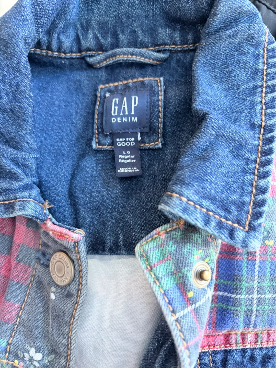 Gap Denim Patchwork Jacket - Size L - photo 3