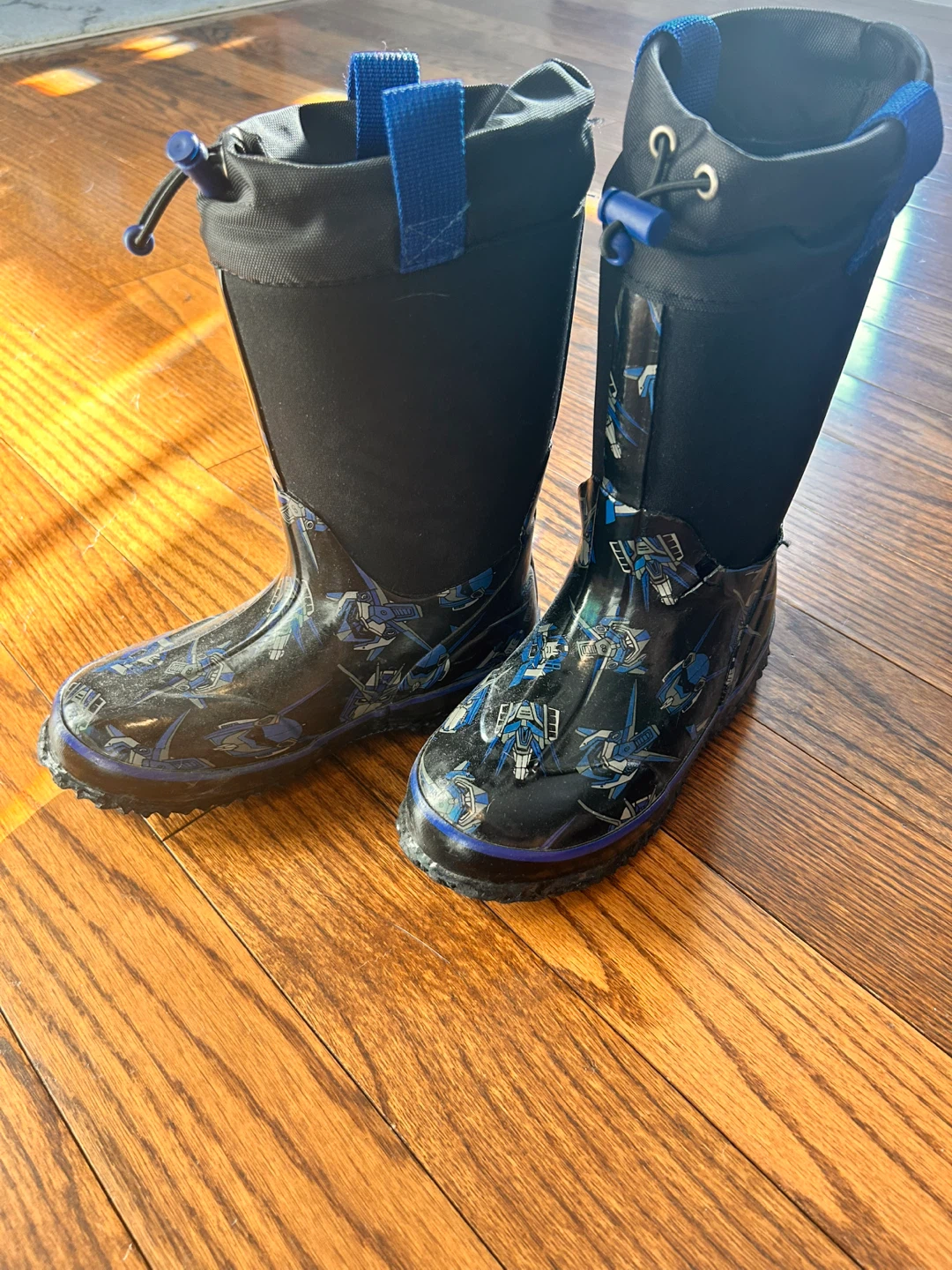 Kids' Black & Blue Rain Boots