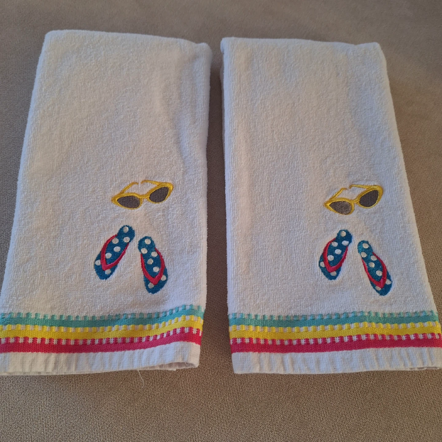 SKL Home Beach Embroidered Hand Towels - Set of 2