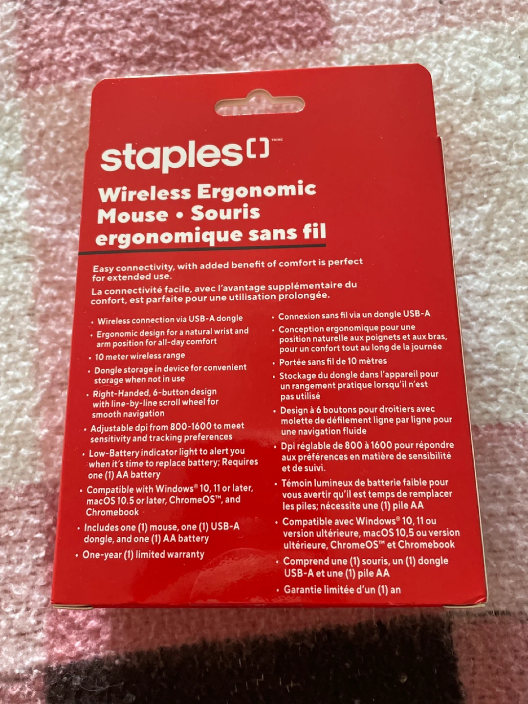 New Staples Wireless Ergonomic Mouse - Black - photo 2