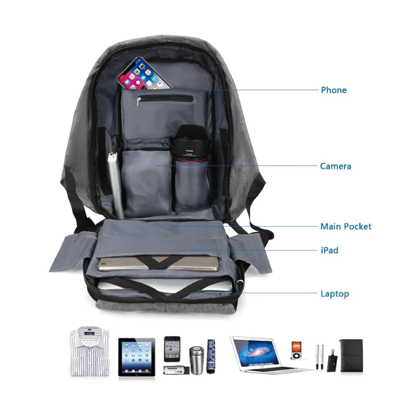 Anti-Theft Laptop Backpack 15.6 inch - photo 3